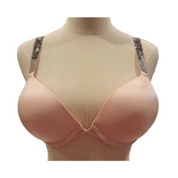 NWOT Very Sexy Bombshell Add-2-Cups Shine Push-Up Bra 34C Pink - Picture 4 of 6